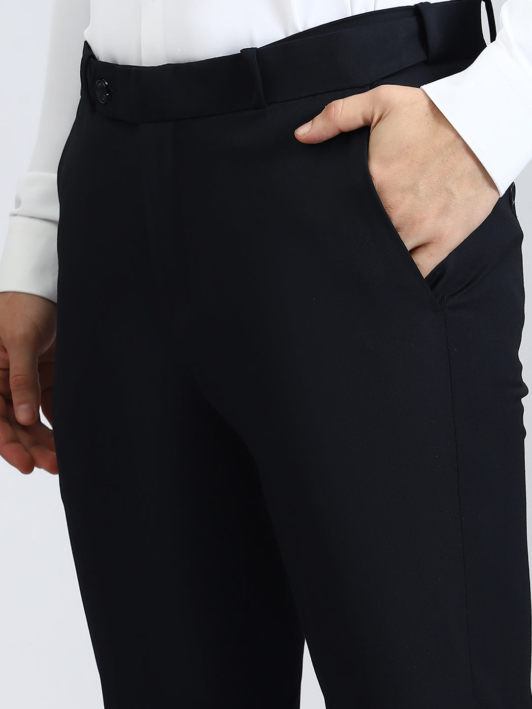 Navy 4-Way Stretch Trousers