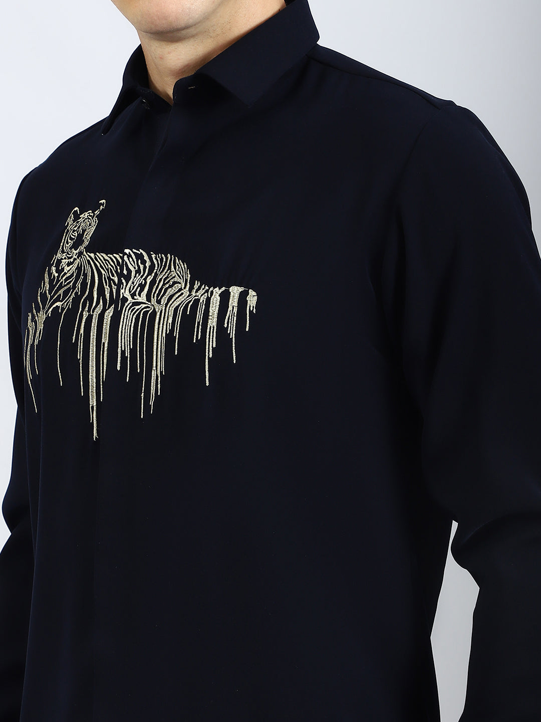 Fierce Tiger Embroidered Statement Shirt