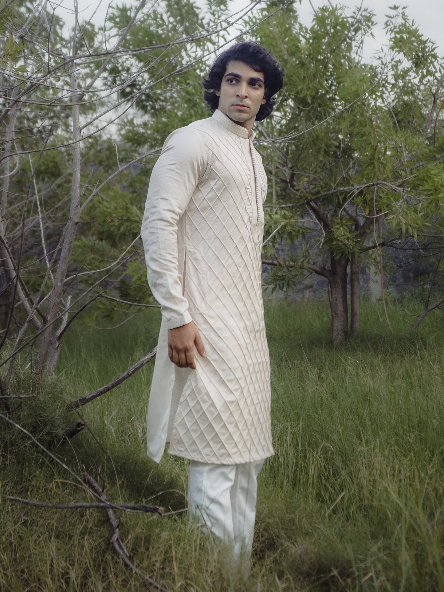 Crisscross Pleated Kurta Set