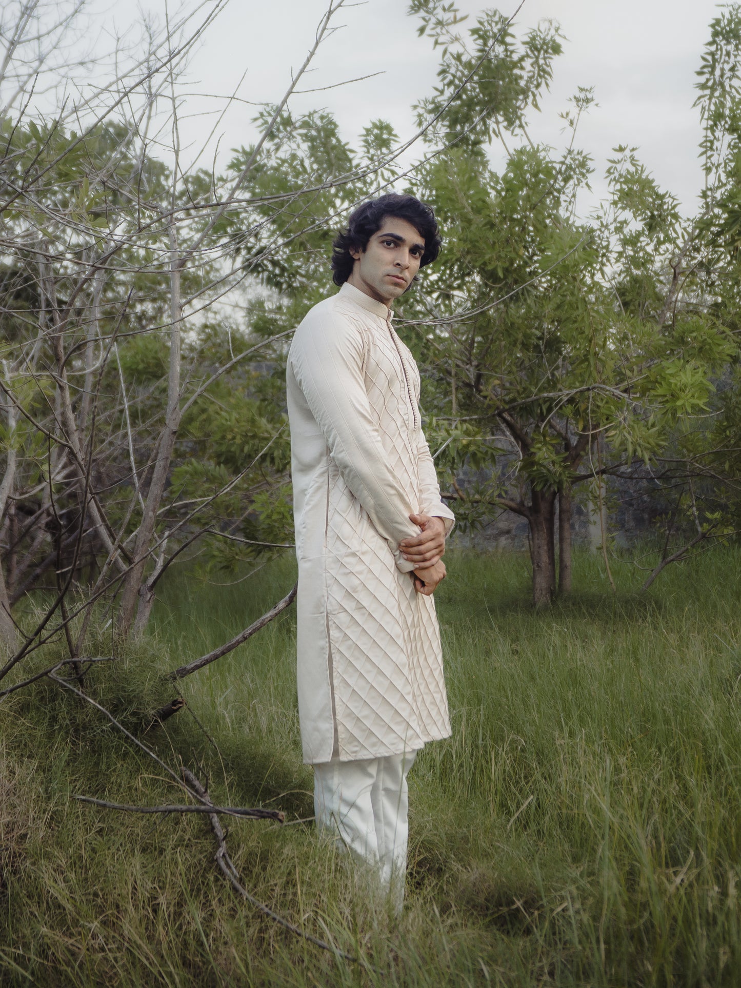 Crisscross Pleated Kurta Set