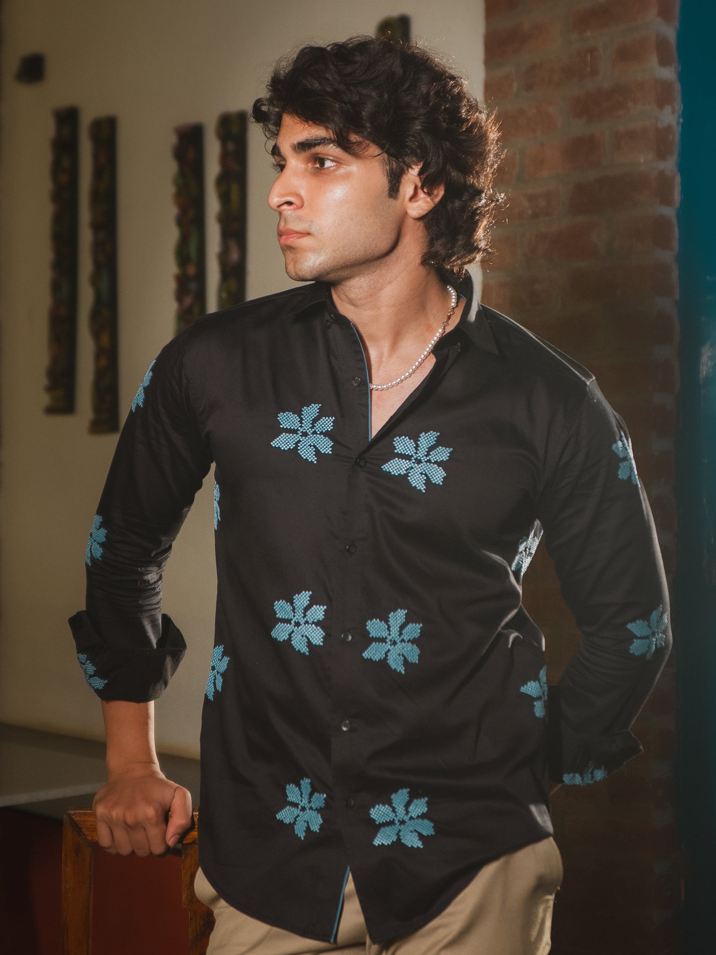 MIDNIGHT BLOOM EMBROIDERED SHIRT