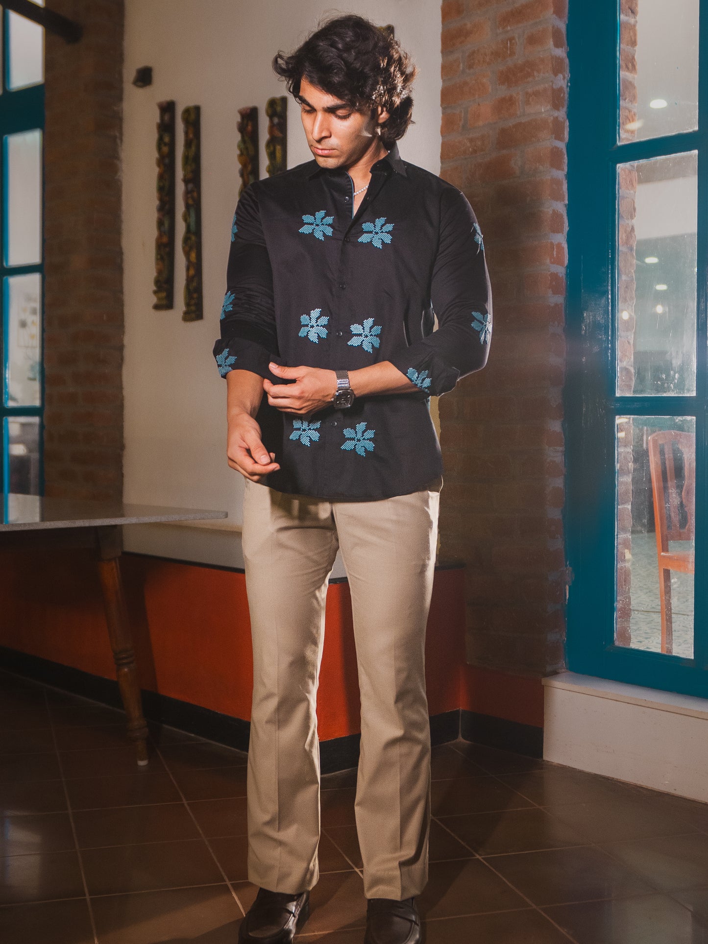MIDNIGHT BLOOM EMBROIDERED SHIRT