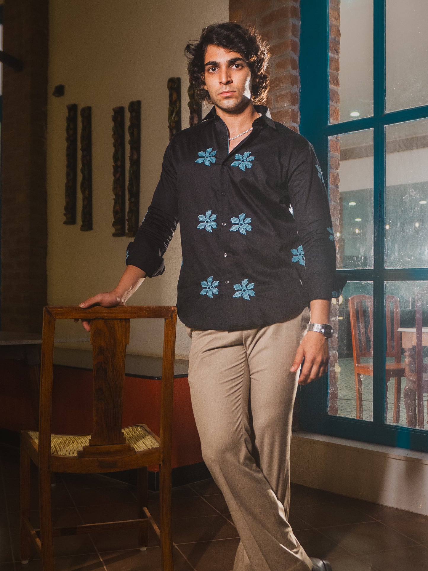 MIDNIGHT BLOOM EMBROIDERED SHIRT