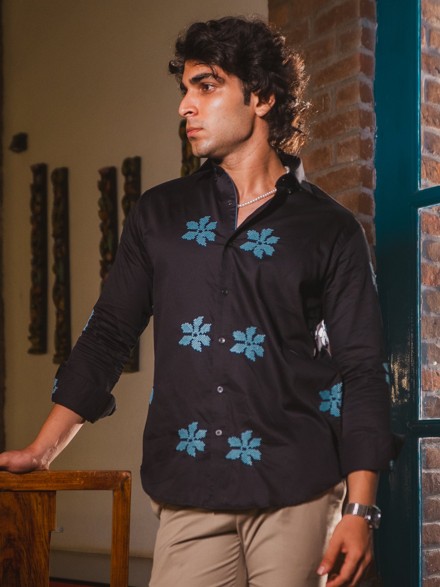 MIDNIGHT BLOOM EMBROIDERED SHIRT