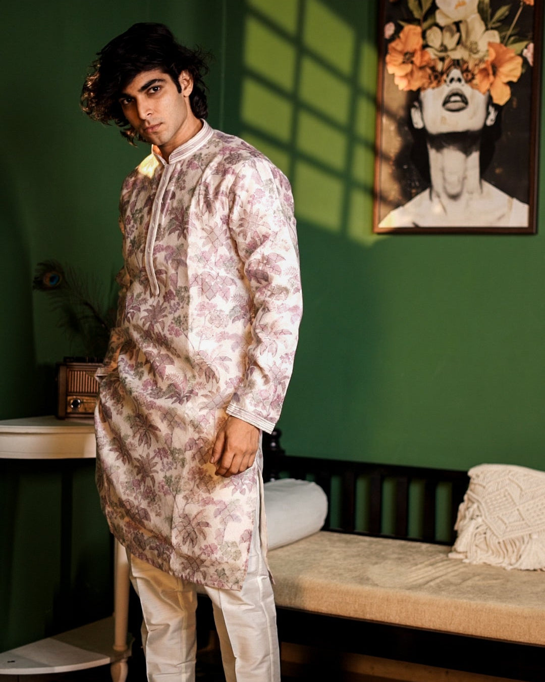 Baby Pink Printed Kurta