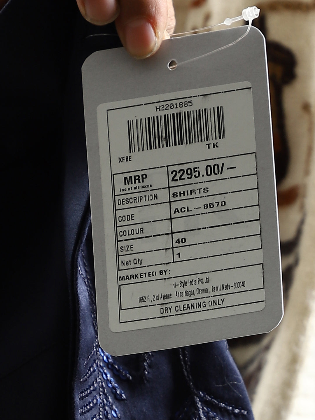 Leaf Embroidered Navy Shirt