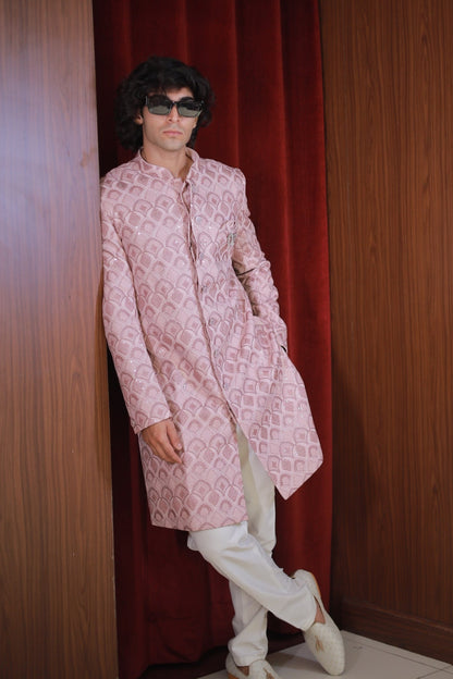PEACH SCALLOP SHERWANI
