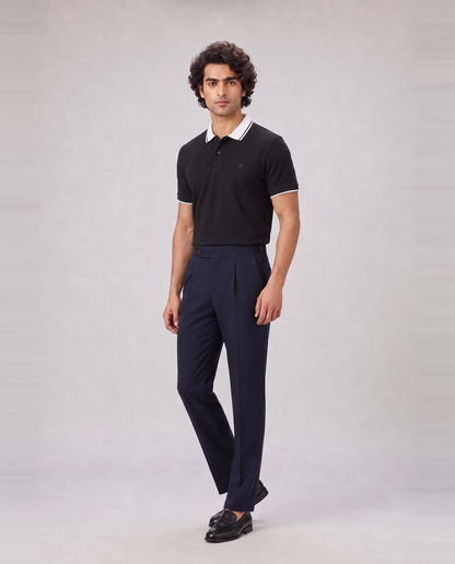 BLACK COLOURBLOCK TUCK-IN POLO