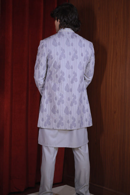 GREY EMBROIDERED BANDHGALA SET