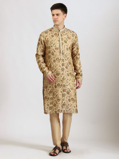 Gold Floral Printed Kurta