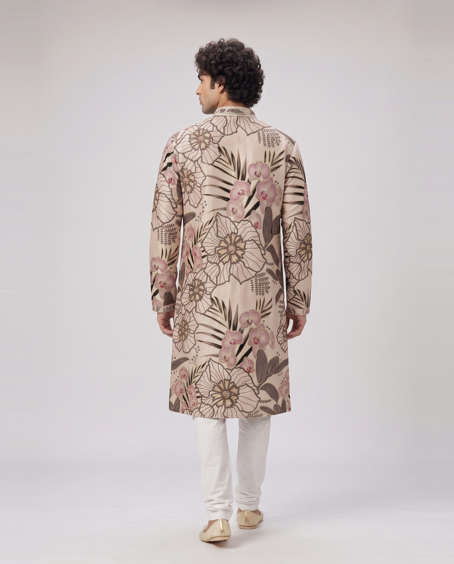 SOFT IVORY TROPICAL PRINTED KURTA SET