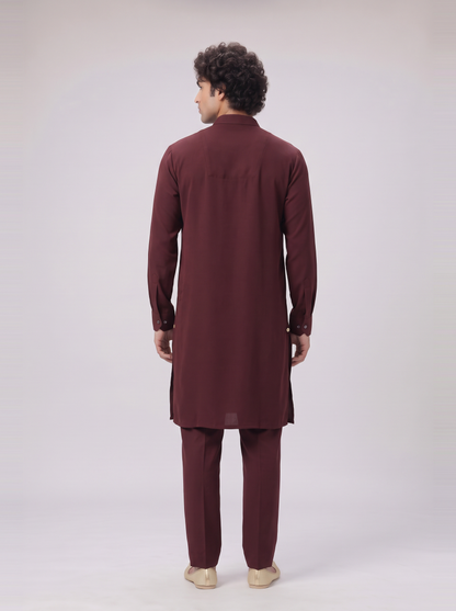 BURGUNDY GLEAMING EMBELLISHED KURTA SET