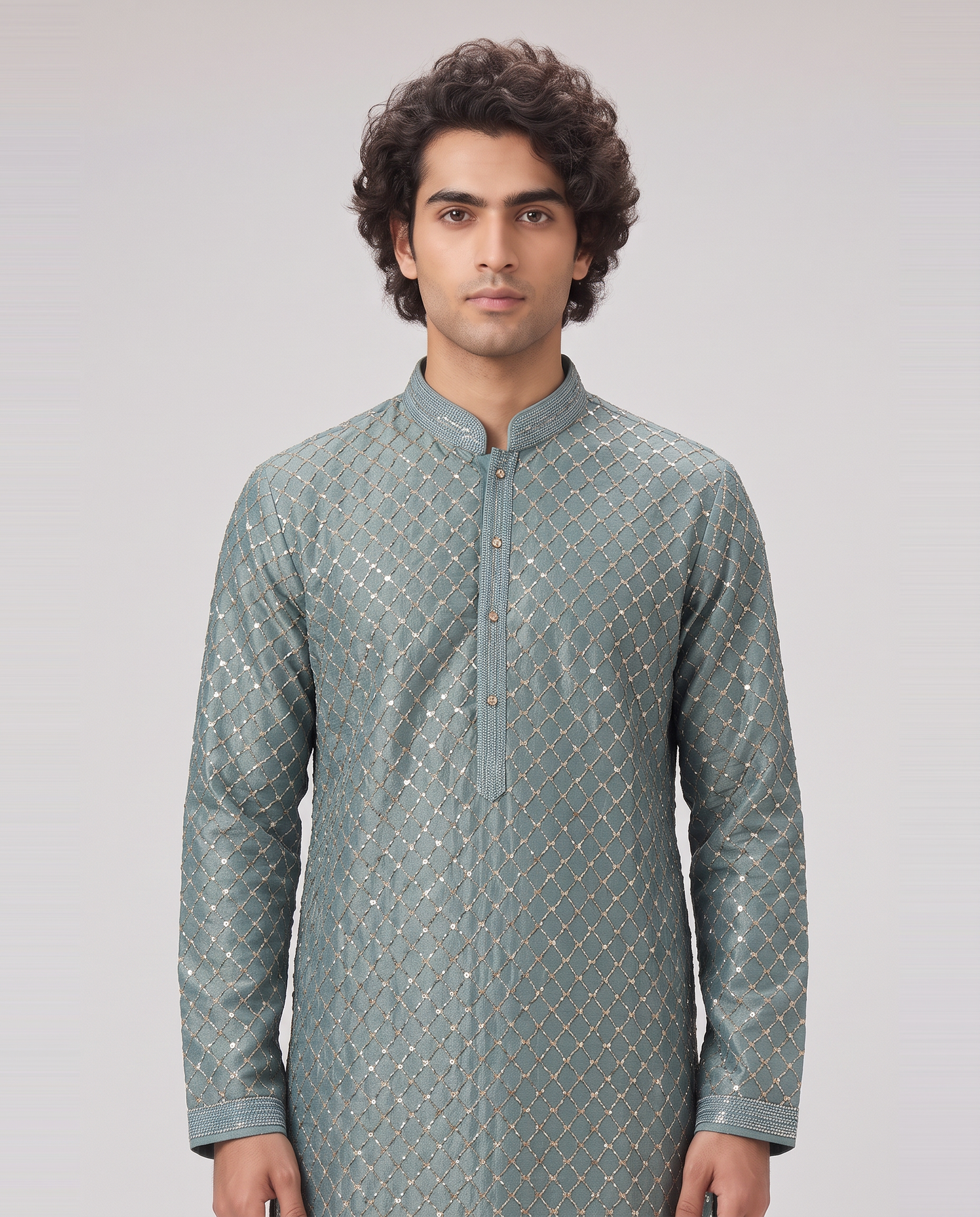 SEA GREEN EMBELLISHED FESTIVE KURTA SET