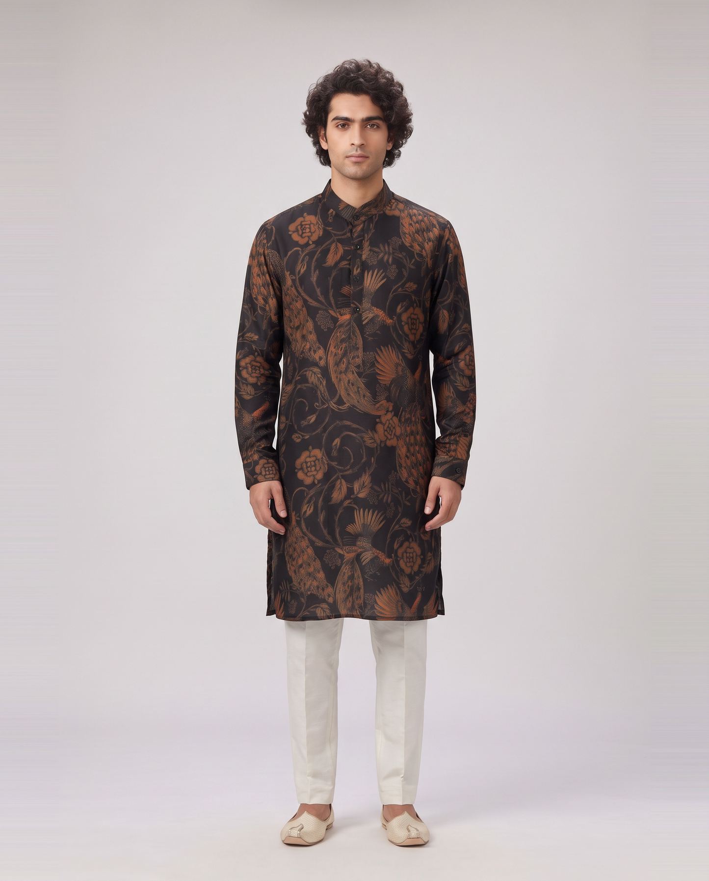 BLACK MONOCHROMATIC PRINTED  KURTA SET