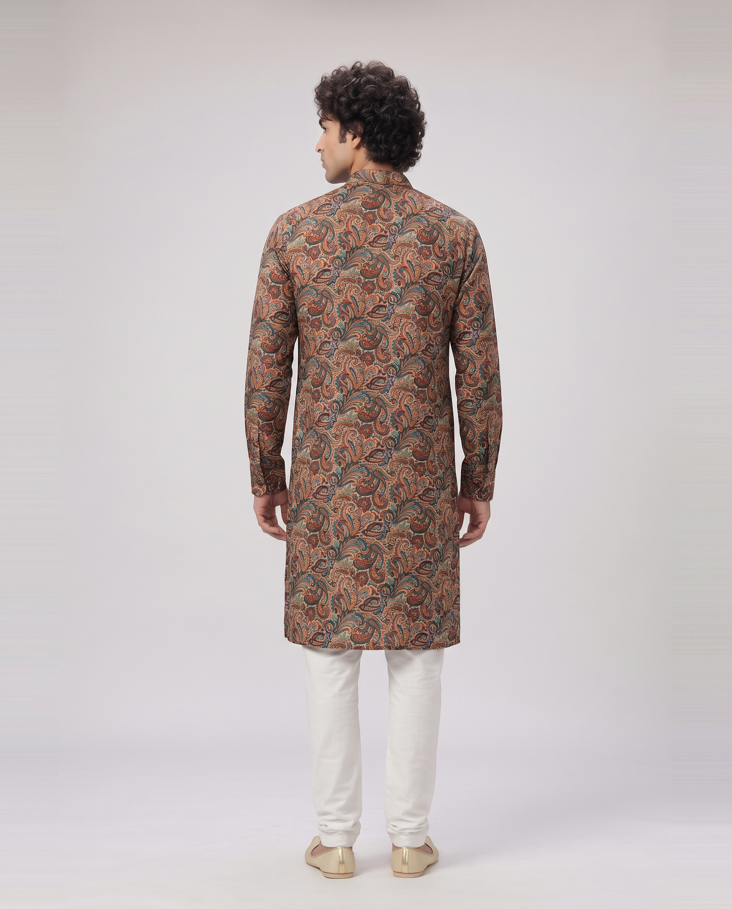 BEIGE MULTICOLOR PAISLEY PRINTED KURTA SET