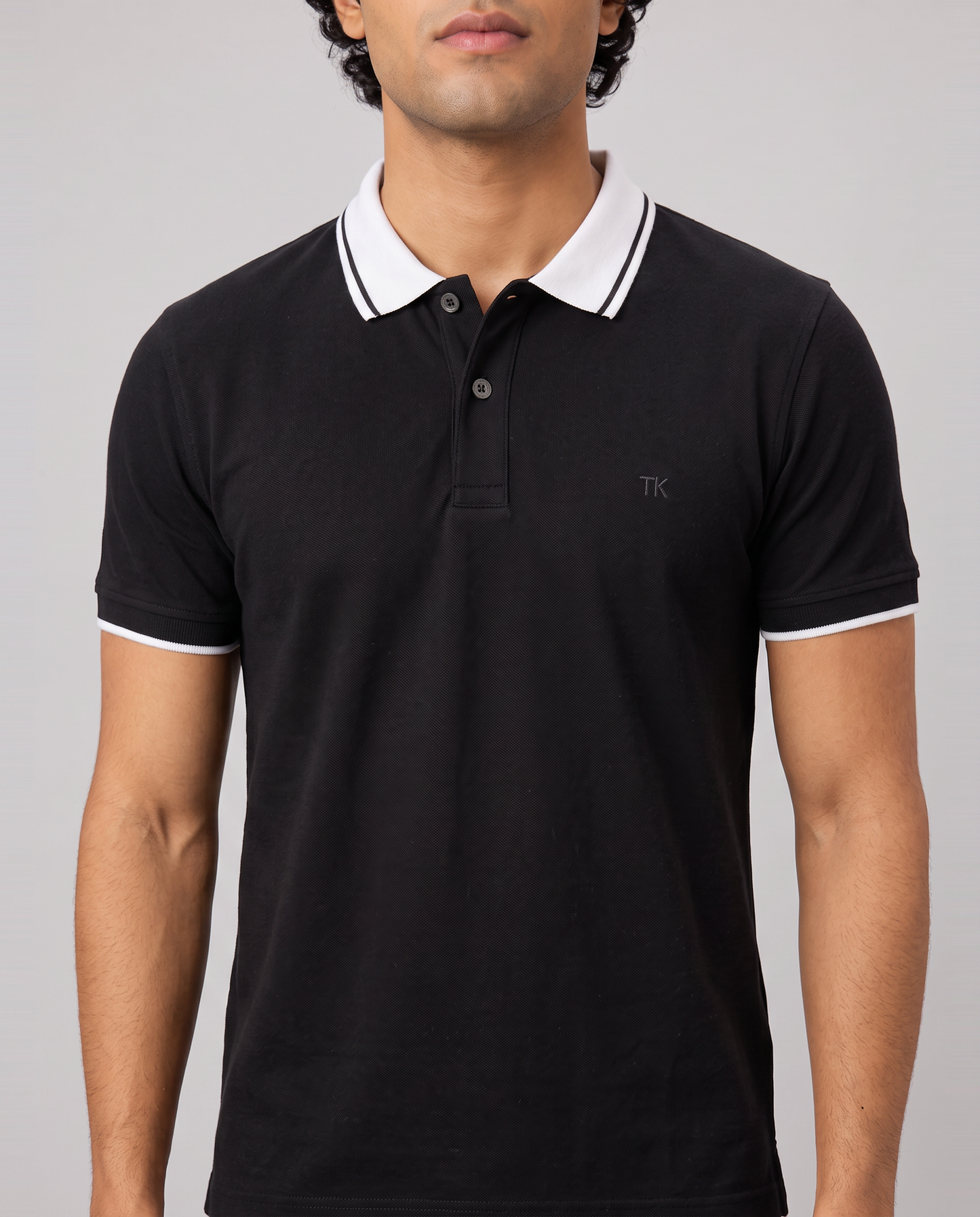 BLACK COLOURBLOCK TUCK-IN POLO