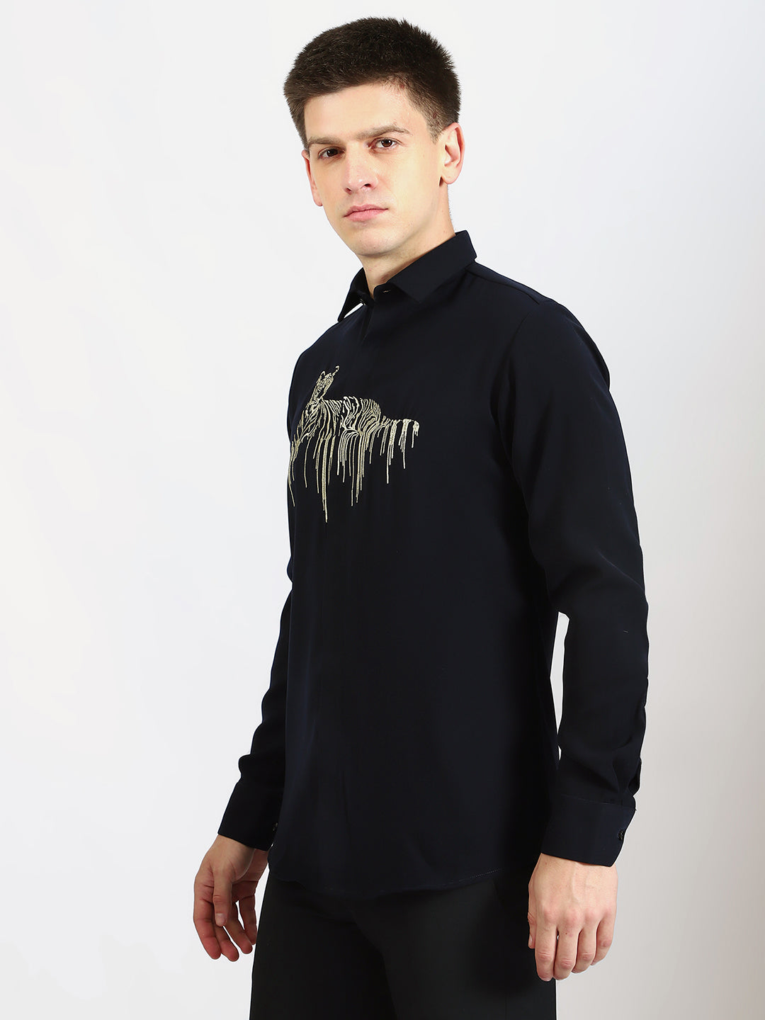 Fierce Tiger Embroidered Statement Shirt