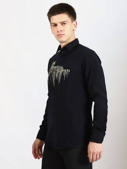 Fierce Tiger Embroidered Statement Shirt