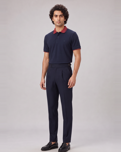 NAVY COLOURBLOCK TUCK-IN POLO