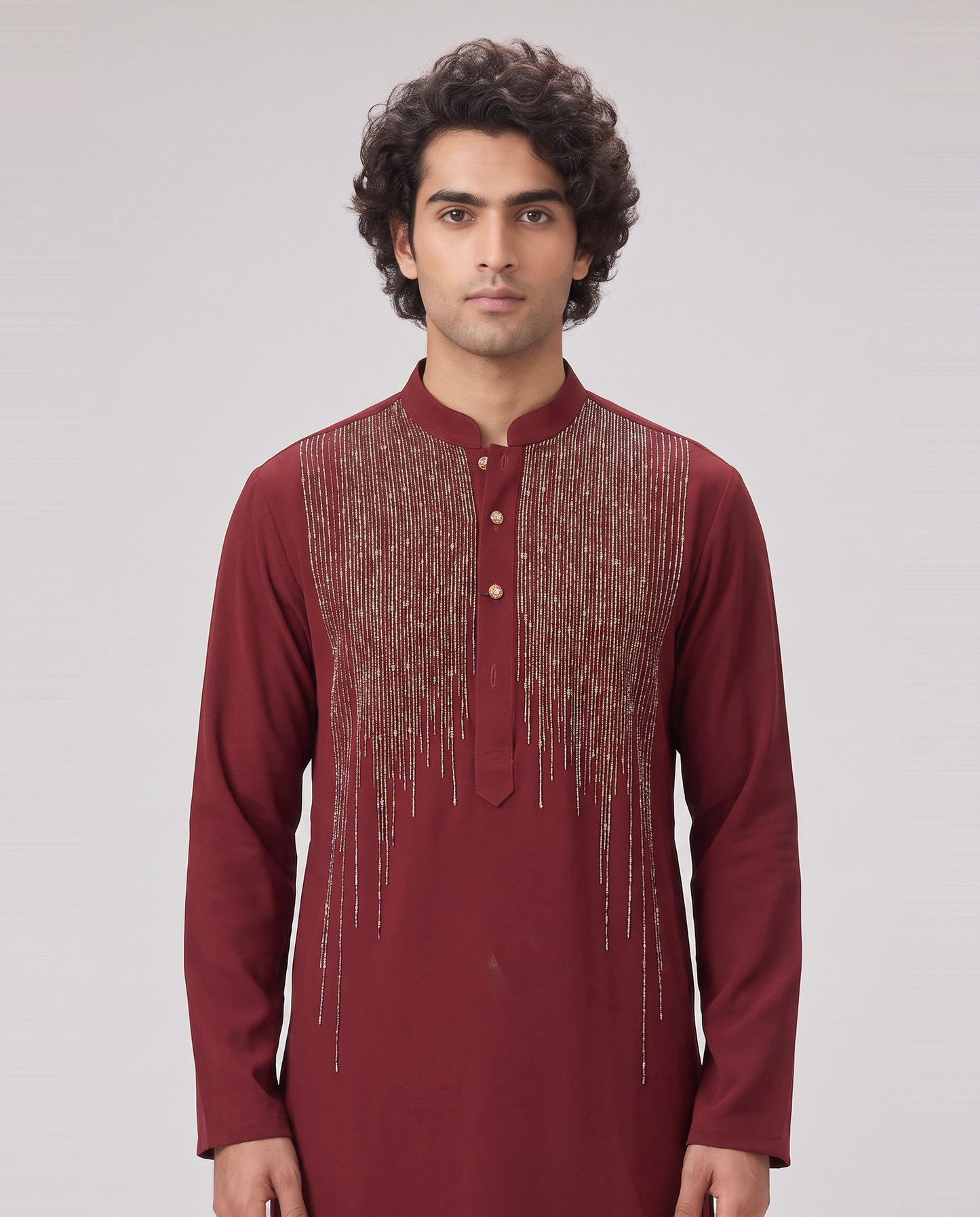 MAROON GLEAMING EMBELLISHED KURTA SET