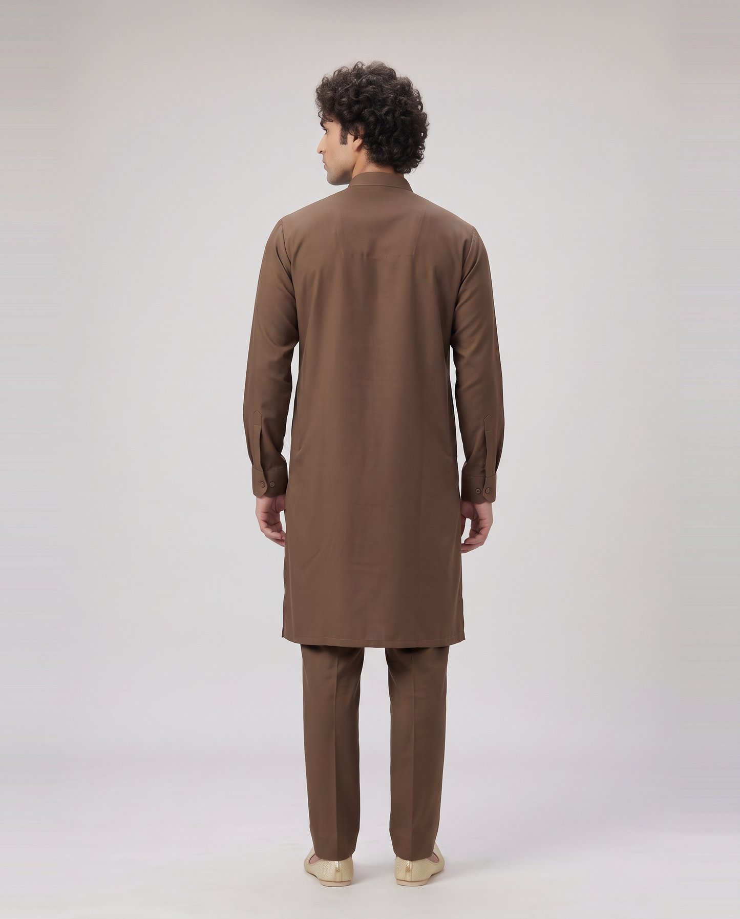 LIGHT BROWN FLORAL EMBELLISHED KURTA SET