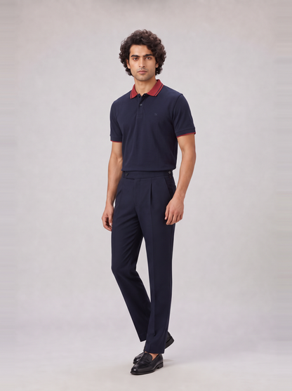 NAVY COLOURBLOCK TUCK-IN POLO