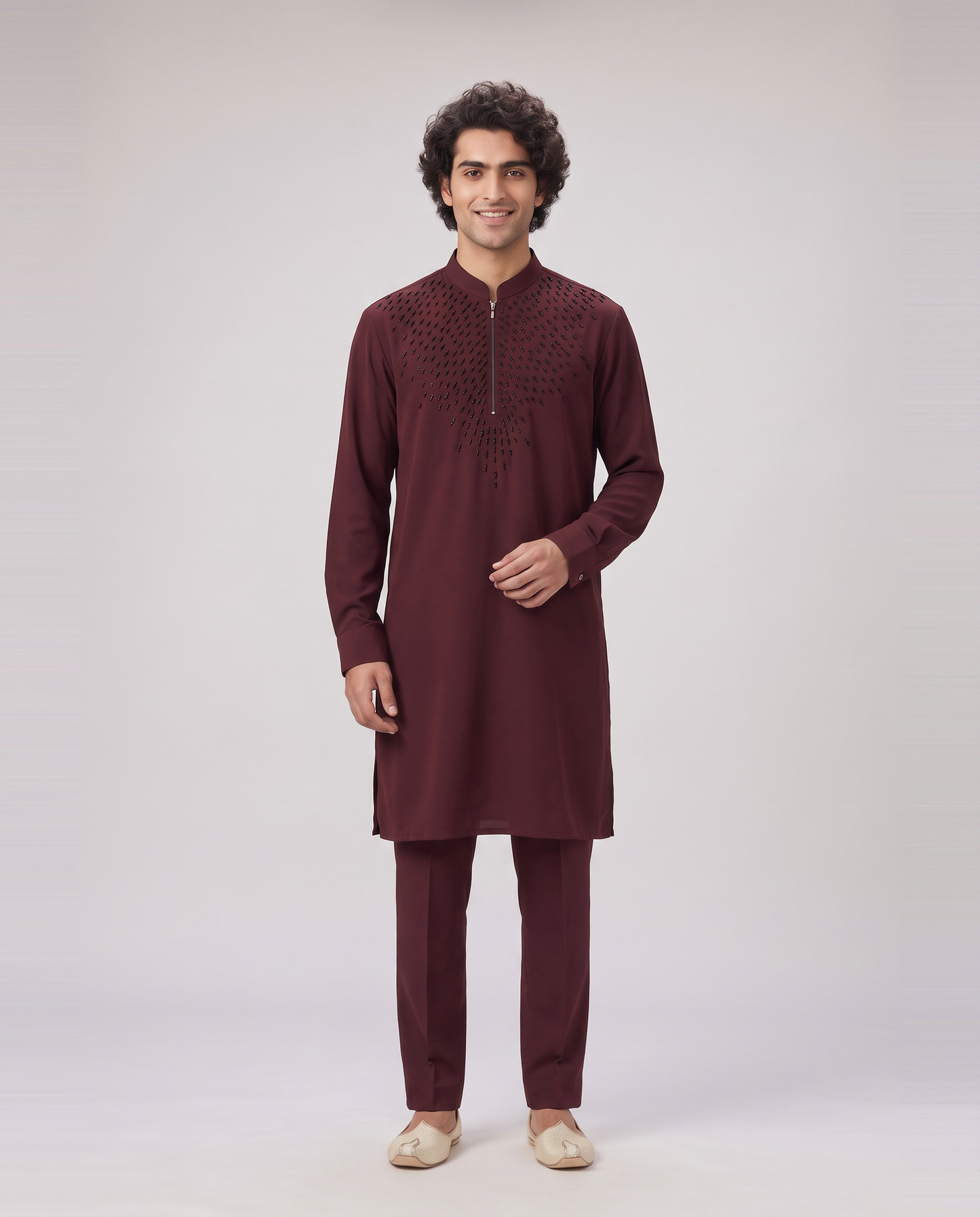 BURGUNDY GLEAMING EMBELLISHED KURTA SET
