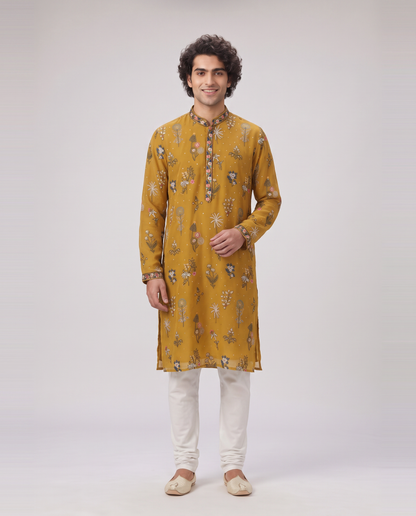 MUSTARD MULTICOLORED EMBELLISHED KURTA SET