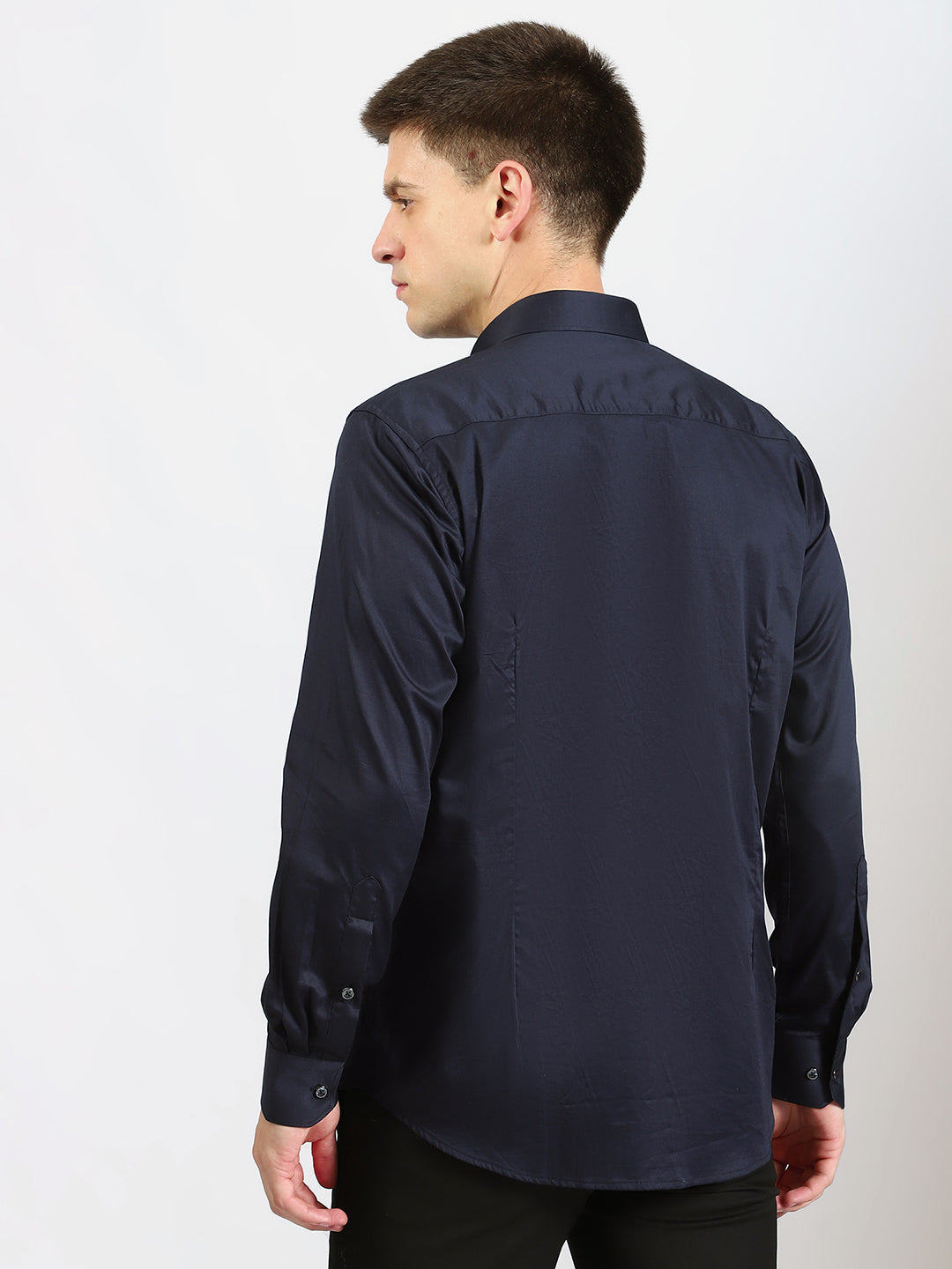 Leaf Embroidered Navy Shirt