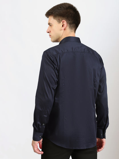 Leaf Embroidered Navy Shirt