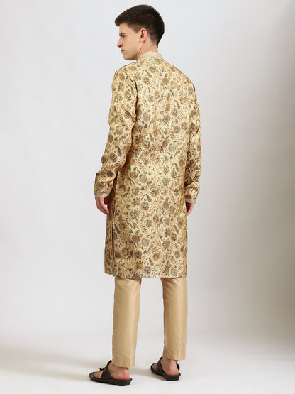 Gold Floral Printed Kurta