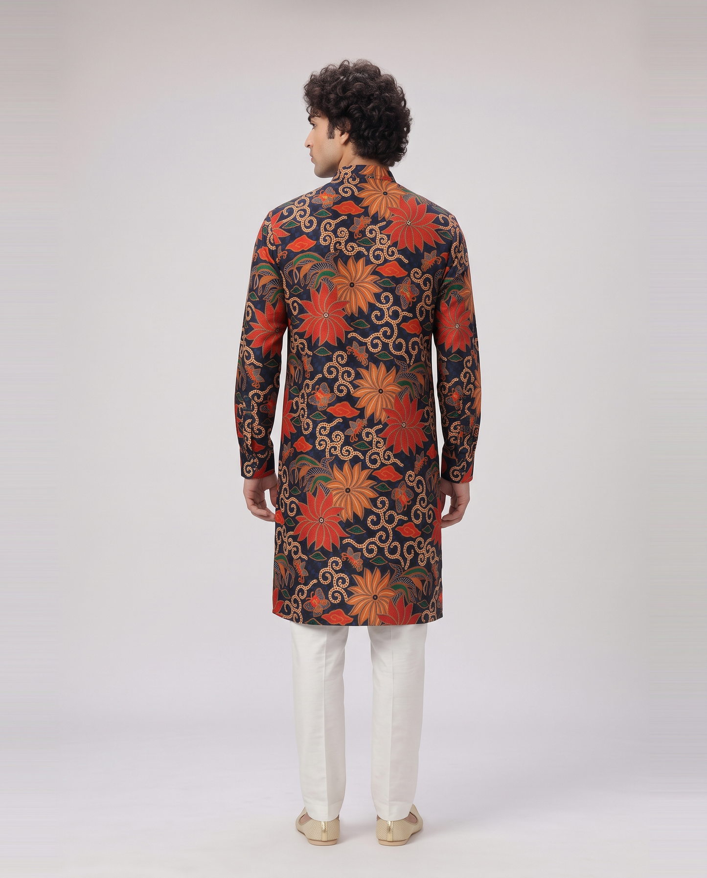 MIDNIGHT BLUE BLOOM PRINTED  KURTA SET