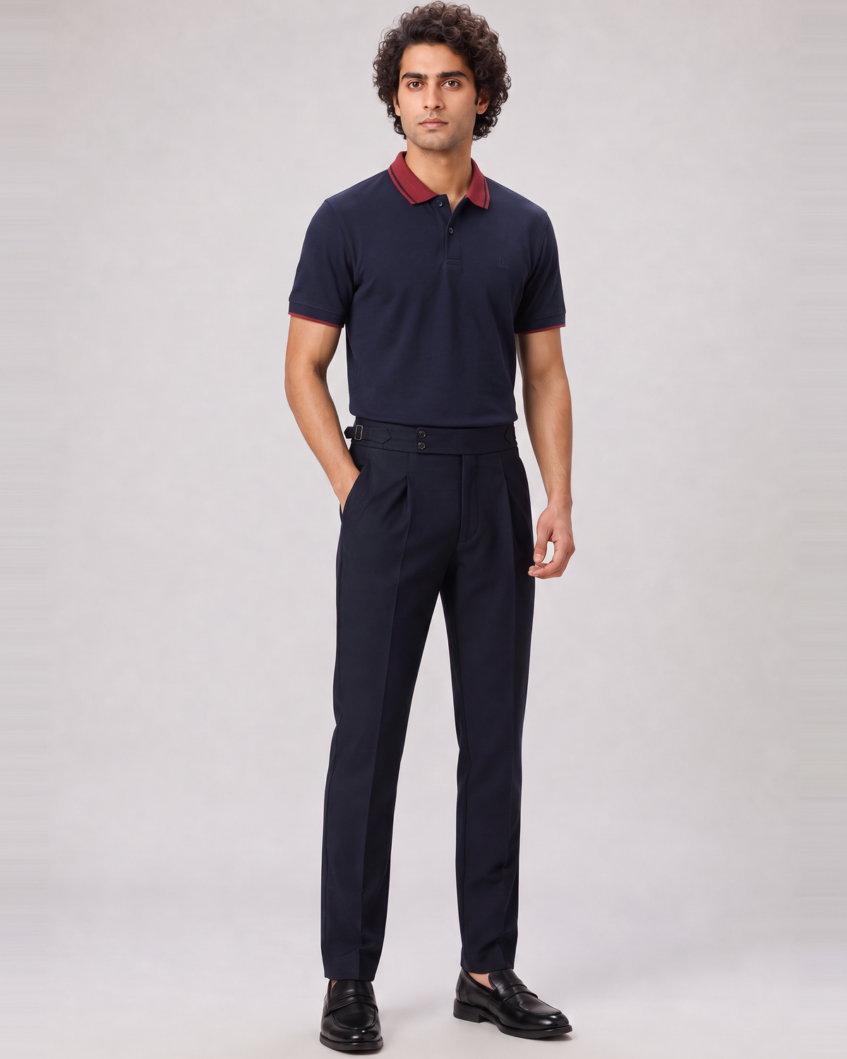NAVY COLOURBLOCK TUCK-IN POLO