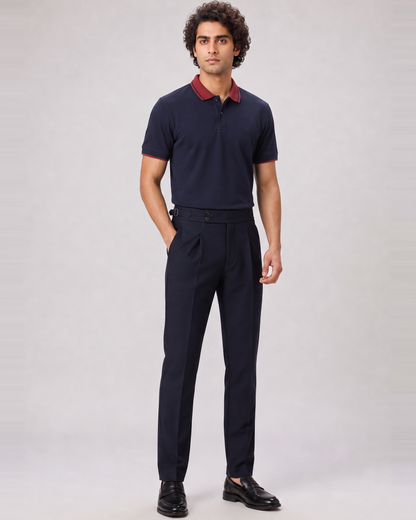 NAVY COLOURBLOCK TUCK-IN POLO
