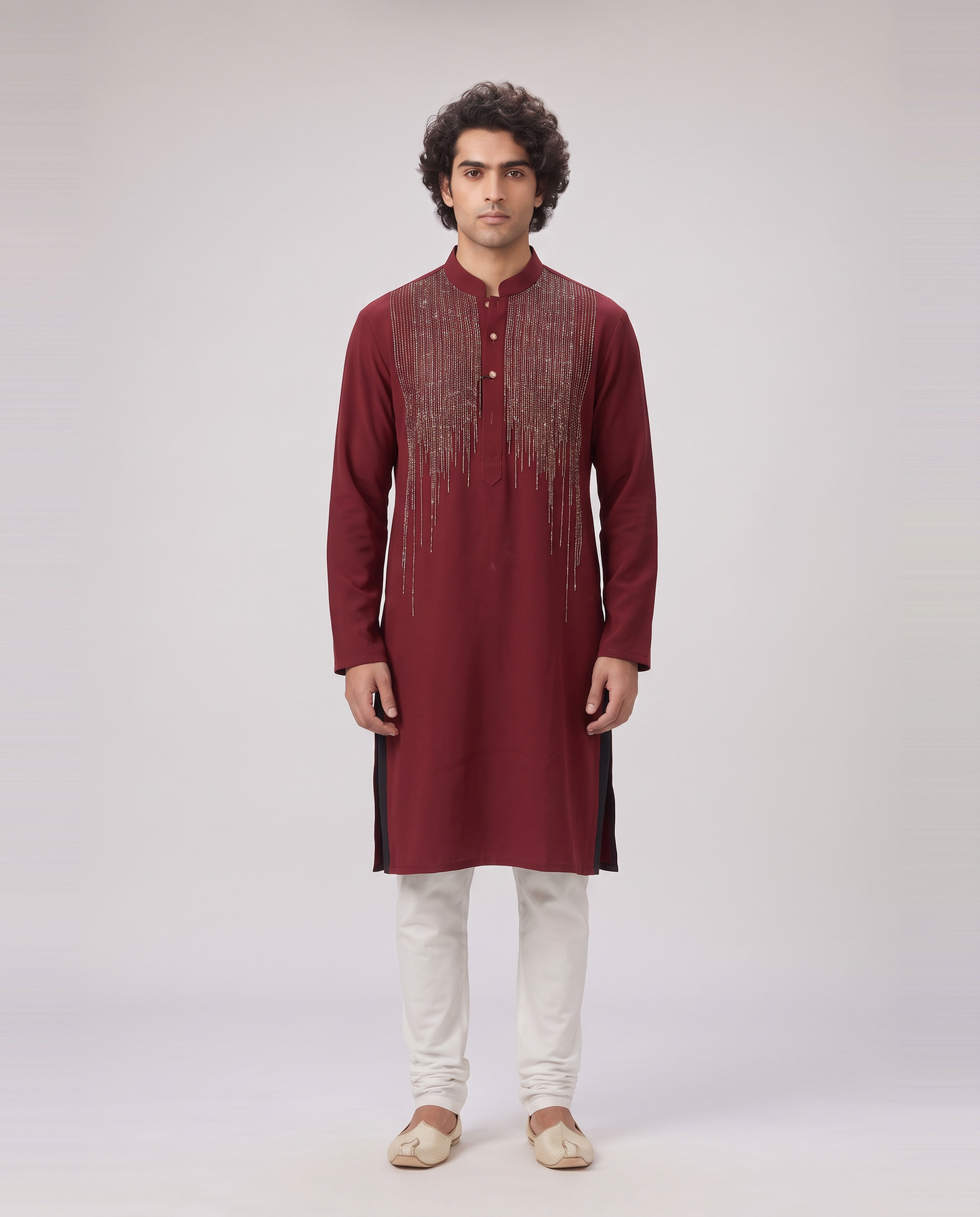 MAROON GLEAMING EMBELLISHED KURTA SET