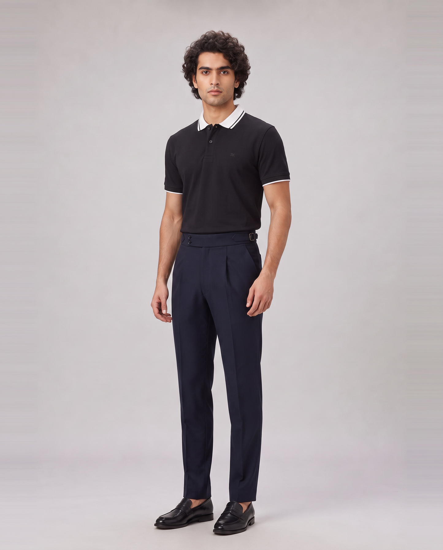 BLACK COLOURBLOCK TUCK-IN POLO