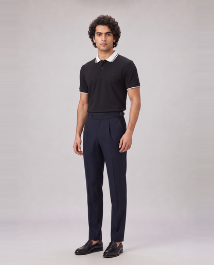 BLACK COLOURBLOCK TUCK-IN POLO