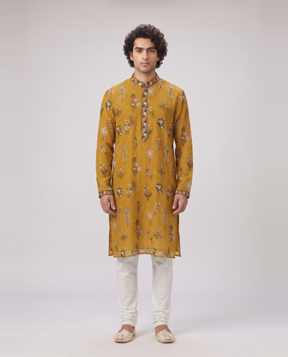 MUSTARD MULTICOLORED EMBELLISHED KURTA SET