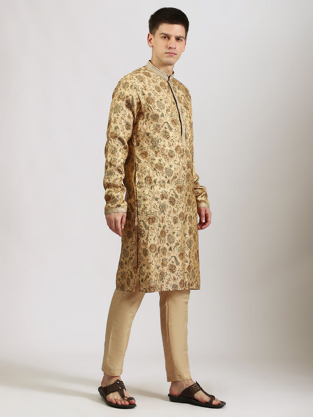 Gold Floral Printed Kurta
