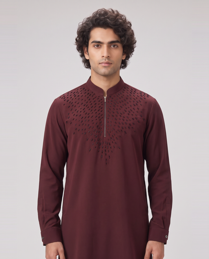 BURGUNDY GLEAMING EMBELLISHED KURTA SET