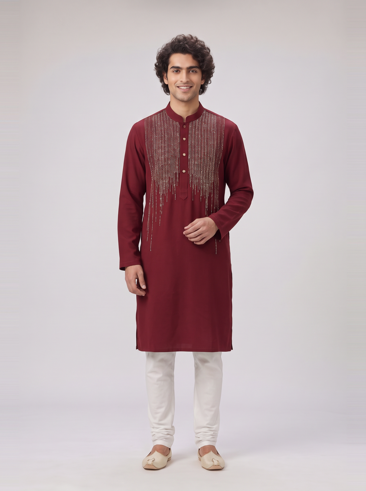 MAROON GLEAMING EMBELLISHED KURTA SET
