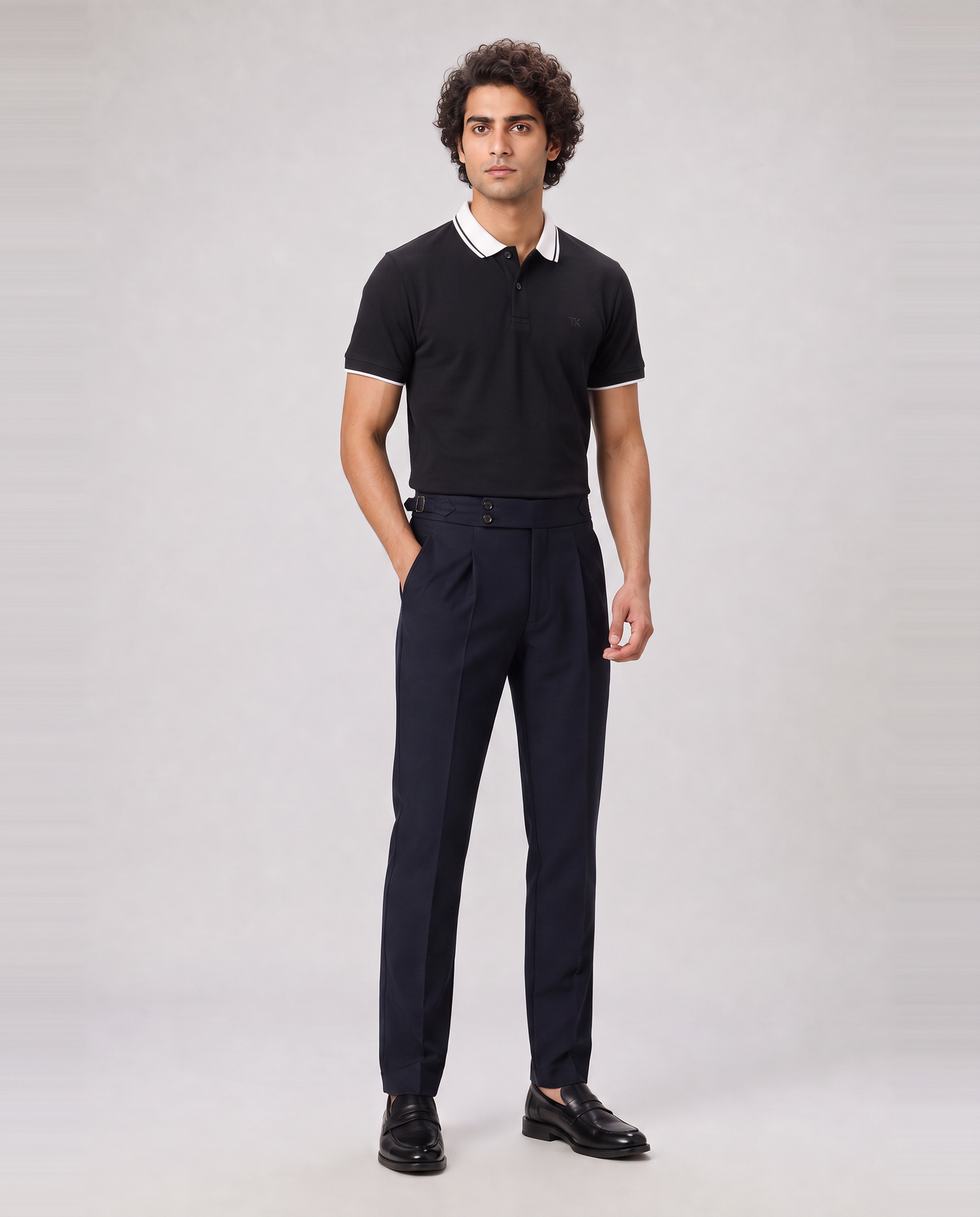 BLACK COLOURBLOCK TUCK-IN POLO