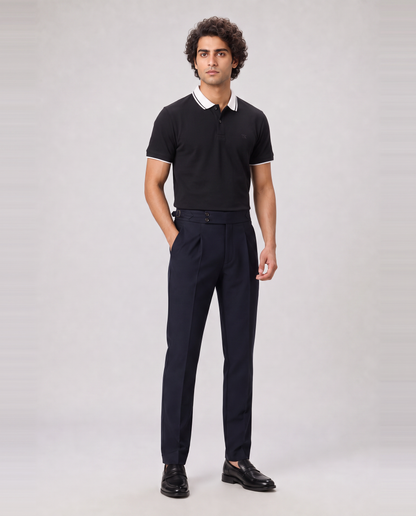 BLACK COLOURBLOCK TUCK-IN POLO