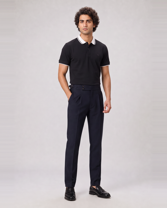 BLACK COLOURBLOCK TUCK-IN POLO