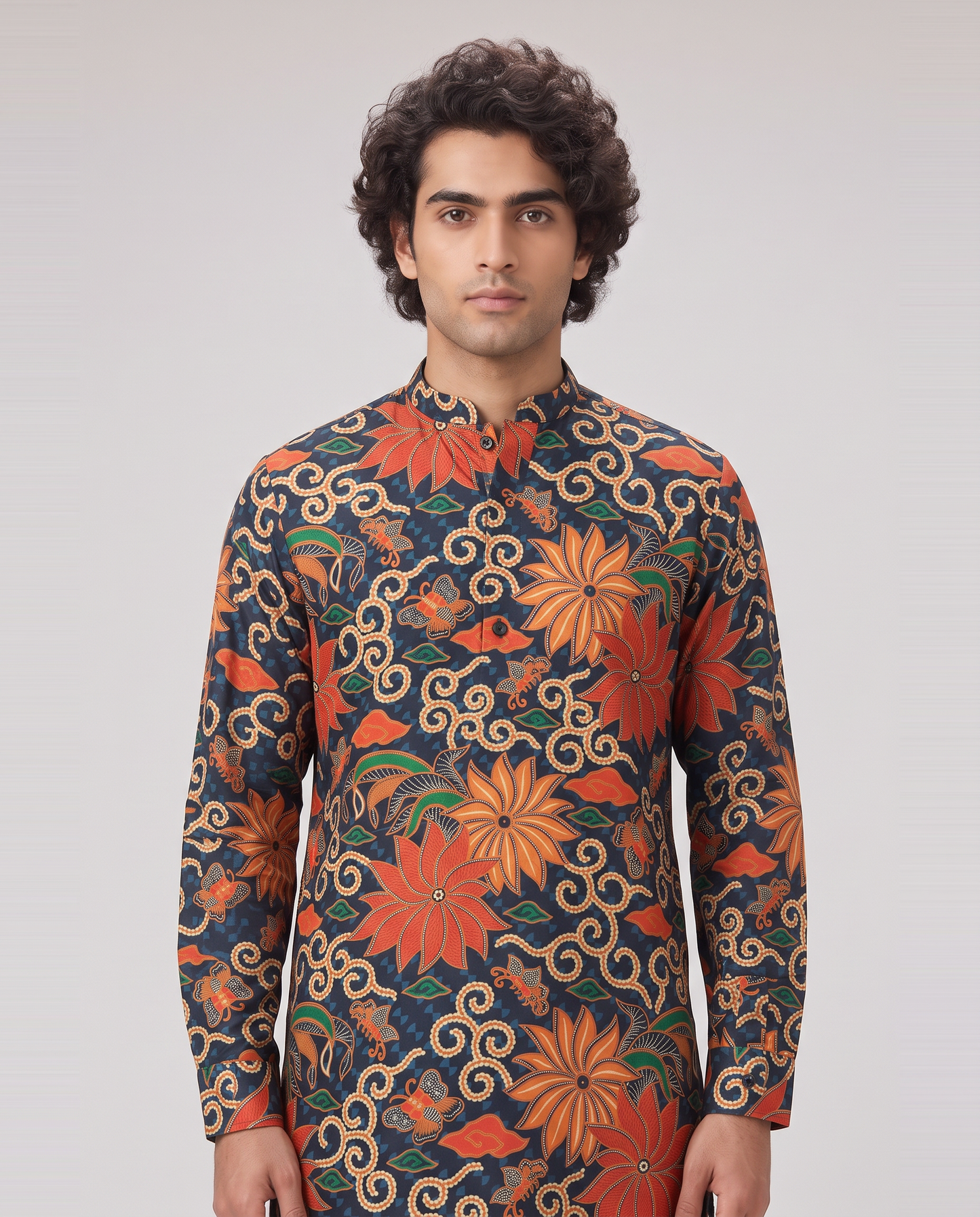 MIDNIGHT BLUE BLOOM PRINTED  KURTA SET