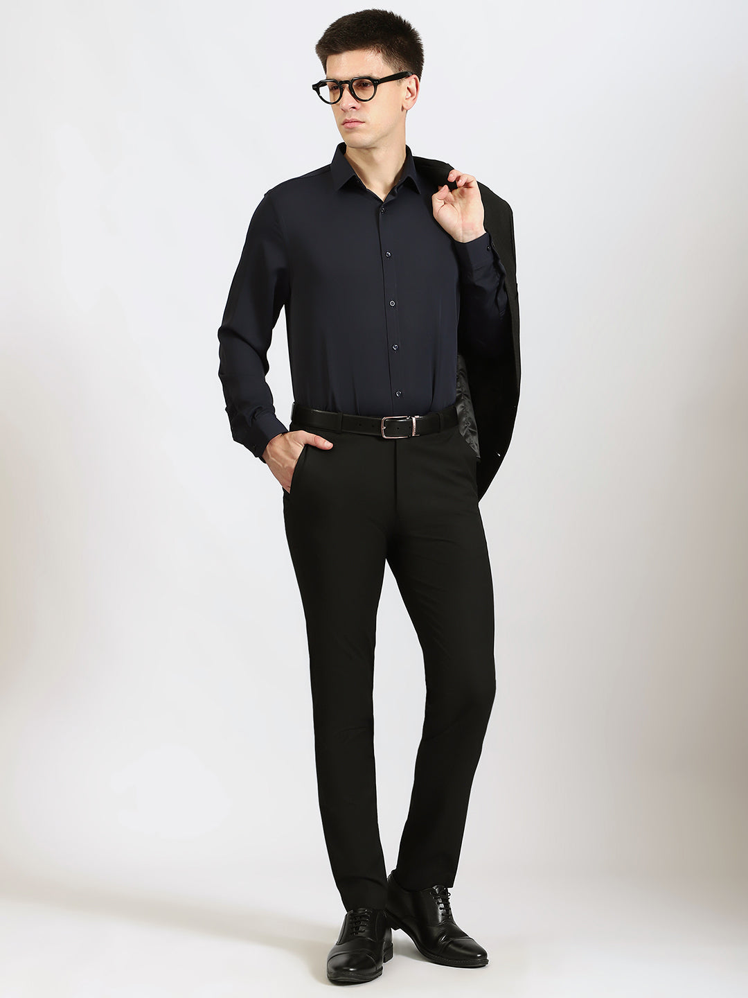Black 4-Way Stretch Trousers
