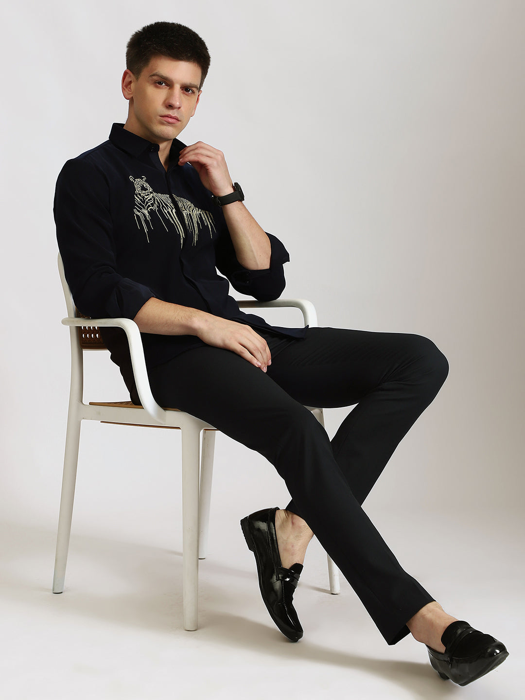 Fierce Tiger Embroidered Statement Shirt