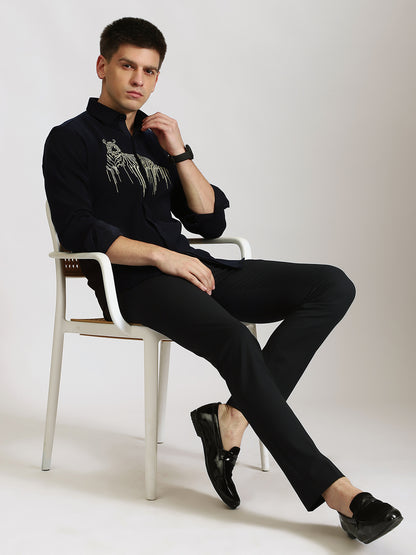 Fierce Tiger Embroidered Statement Shirt