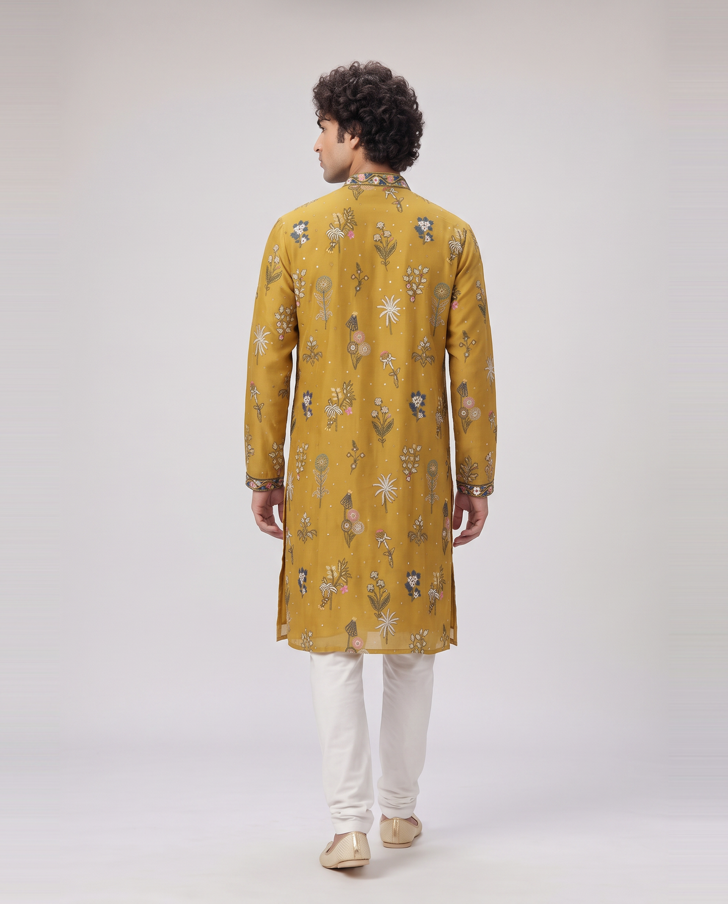 MUSTARD MULTICOLORED EMBELLISHED KURTA SET