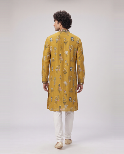 MUSTARD MULTICOLORED EMBELLISHED KURTA SET